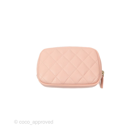 Chanel Small Classic Pouch Light Beige Caviar Gold Hardware