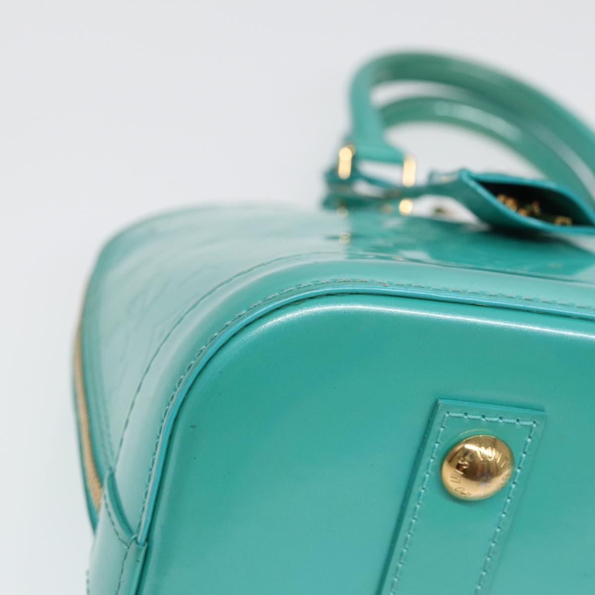 LOUIS VUITTON Monogram Vernis Alma PM Hand Bag Blue Lagon M91694 LV 85093