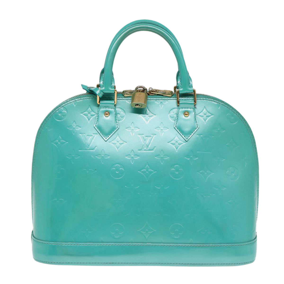 LOUIS VUITTON Monogram Vernis Alma PM Hand Bag Blue Lagon M91694 LV 85093