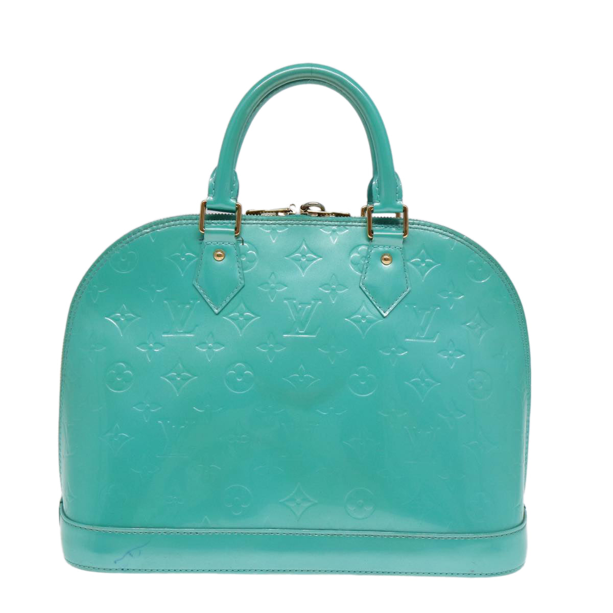 LOUIS VUITTON Monogram Vernis Alma PM Hand Bag Blue Lagon M91694 LV 85093