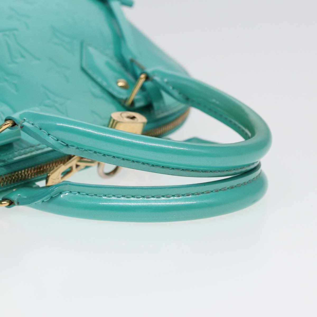 LOUIS VUITTON Monogram Vernis Alma PM Hand Bag Blue Lagon M91694 LV 85093