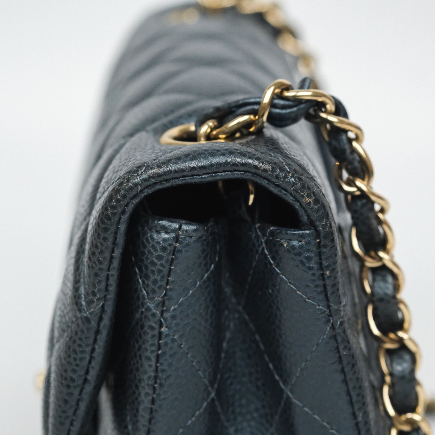 Chanel Mini Rectangular Quilted Iridescent Teal Caviar Gold Hardware
