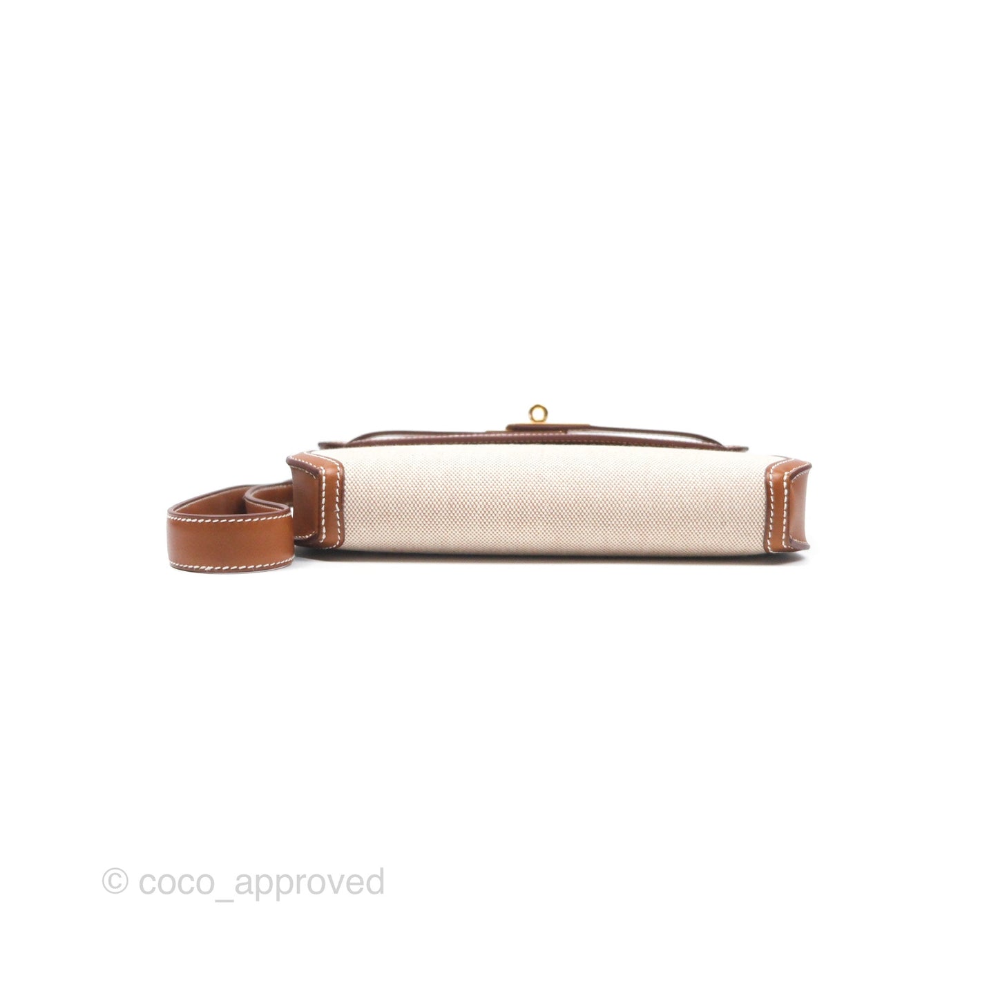Hermès Kelly Depeches 25 Pouch Ecru-beige 14 Toile H/ Fauve 34 Barenia Gold Hardware