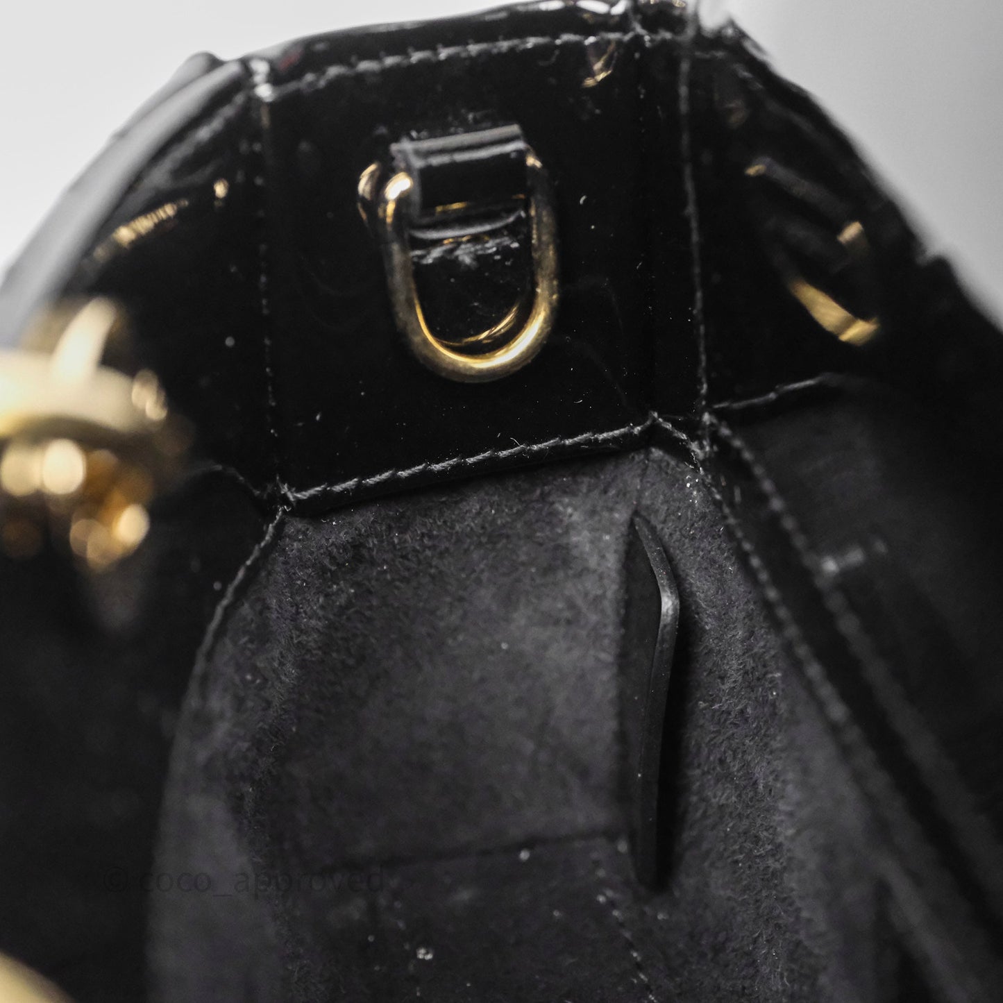 Christian Dior Micro Lady D-Joy Bag Black Patent Cannage Calfskin Gold Hardware