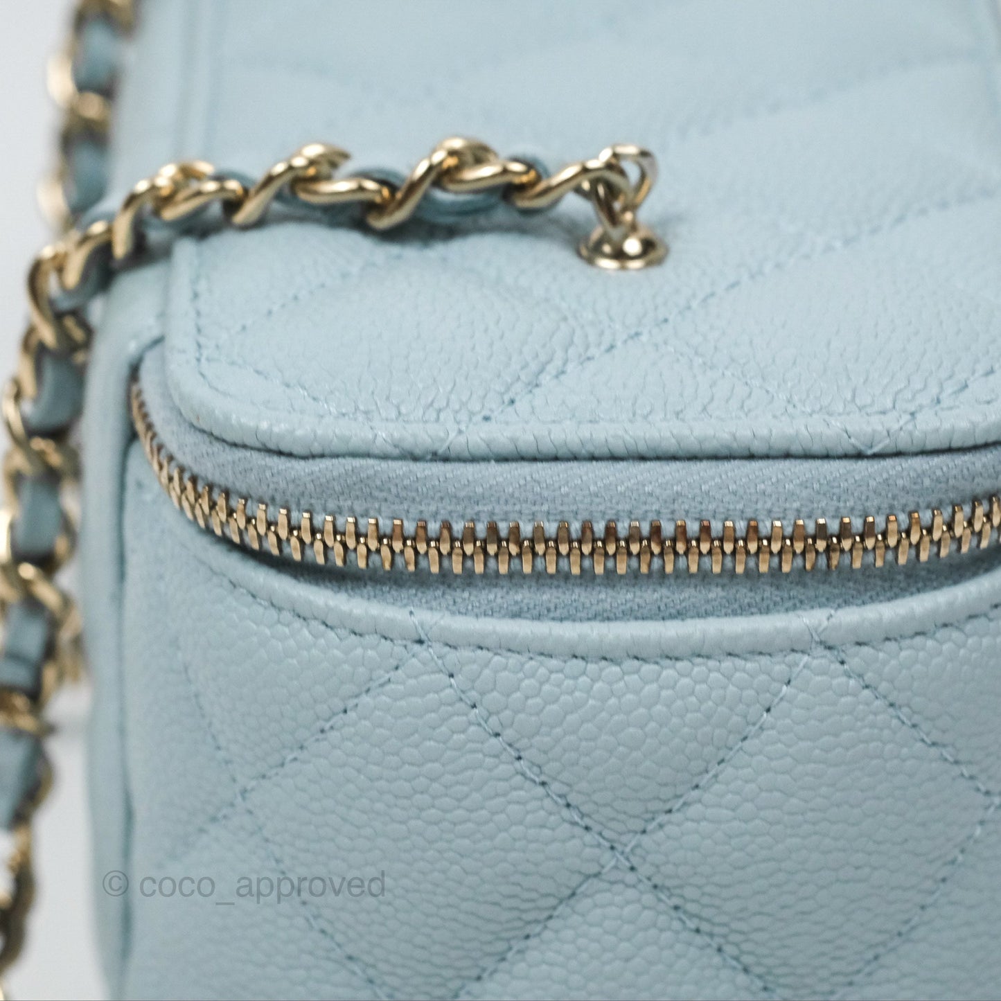 Chanel Vanity with CC Chain Light Blue Caviar Gold Hardware