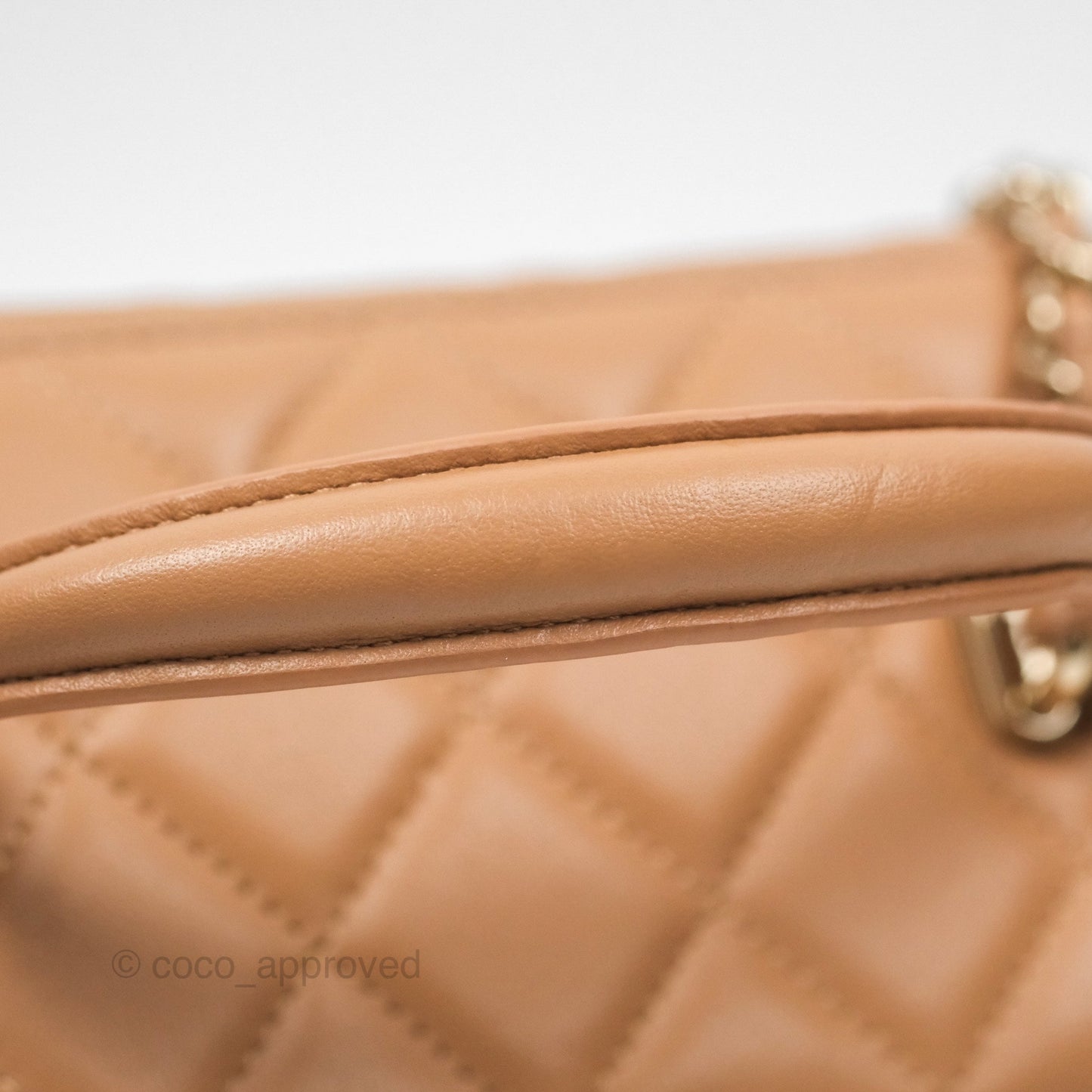 Chanel Vanity Rectangular Top Handle Beige Lambskin Gold Hardware