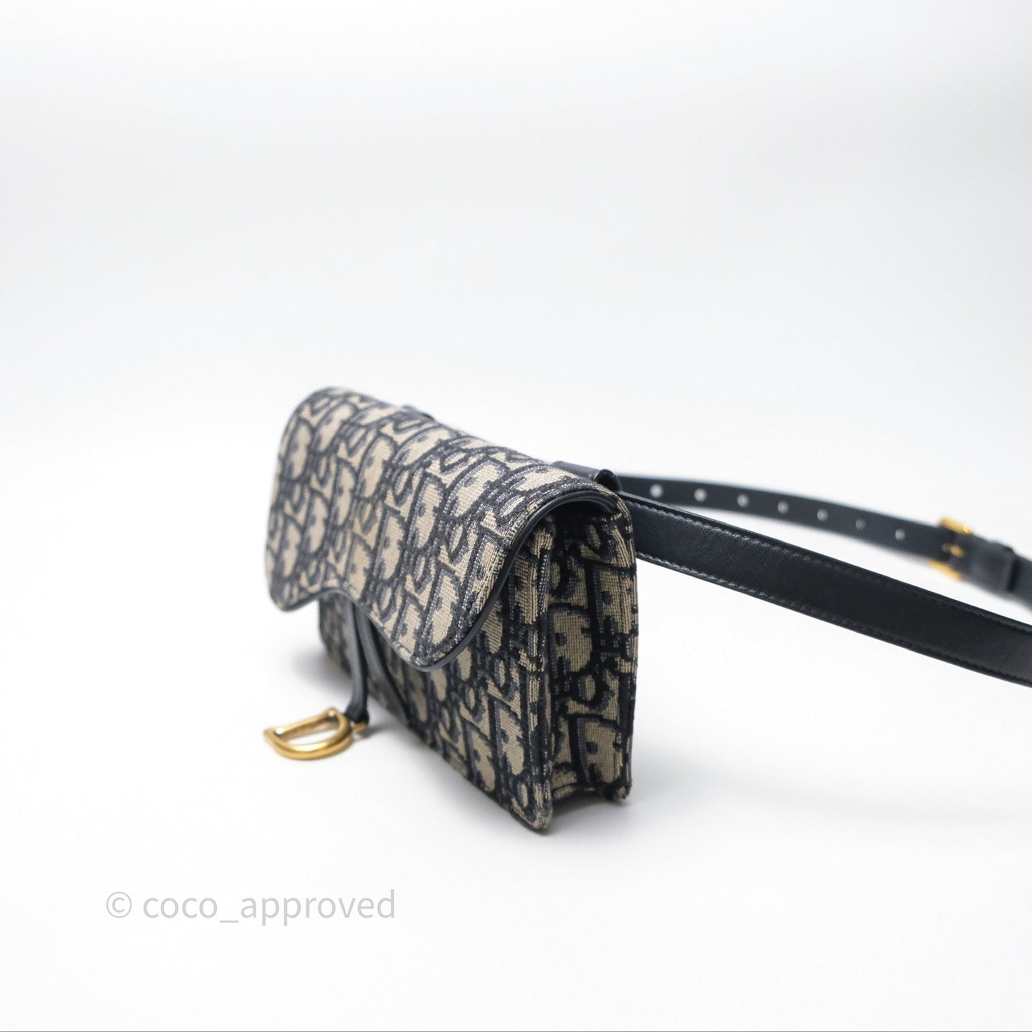 Christian Dior Blue Dior Oblique Jacquard Saddle Belt Pouch