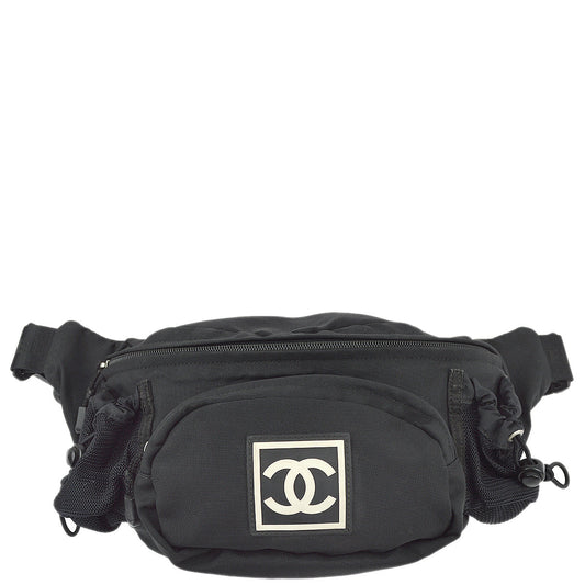 Luxury Chanel Black Sport Line Waist Bum Bag