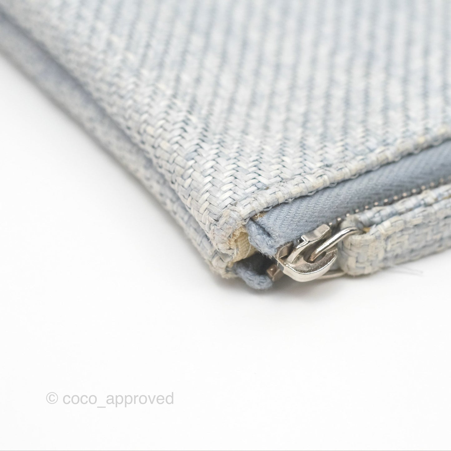 Chanel Deauville Clutch Light Blue Raffia