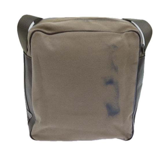Luxury Prada Shoulder Bag Canvas Leather Brown Silver  85157