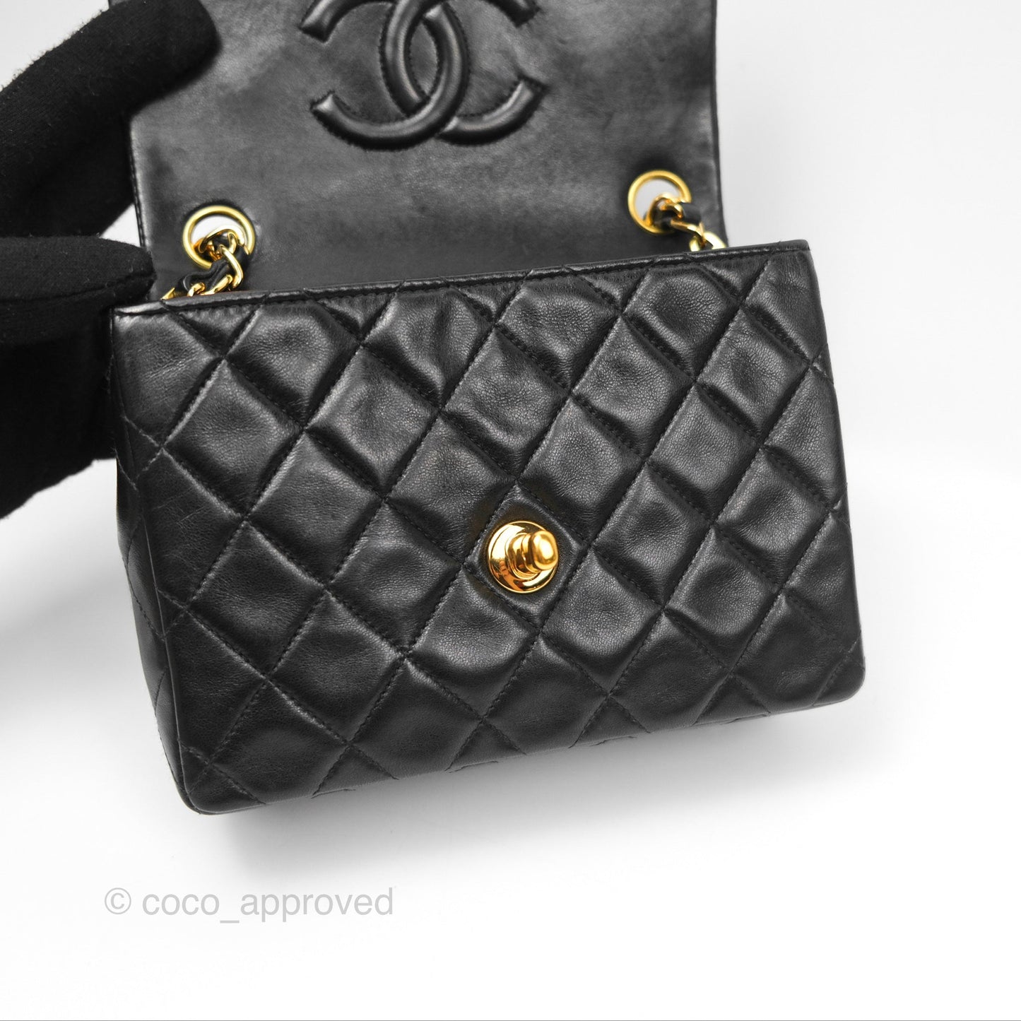 Chanel Vintage Mini Square Black Lambskin 24K Gold Hardware