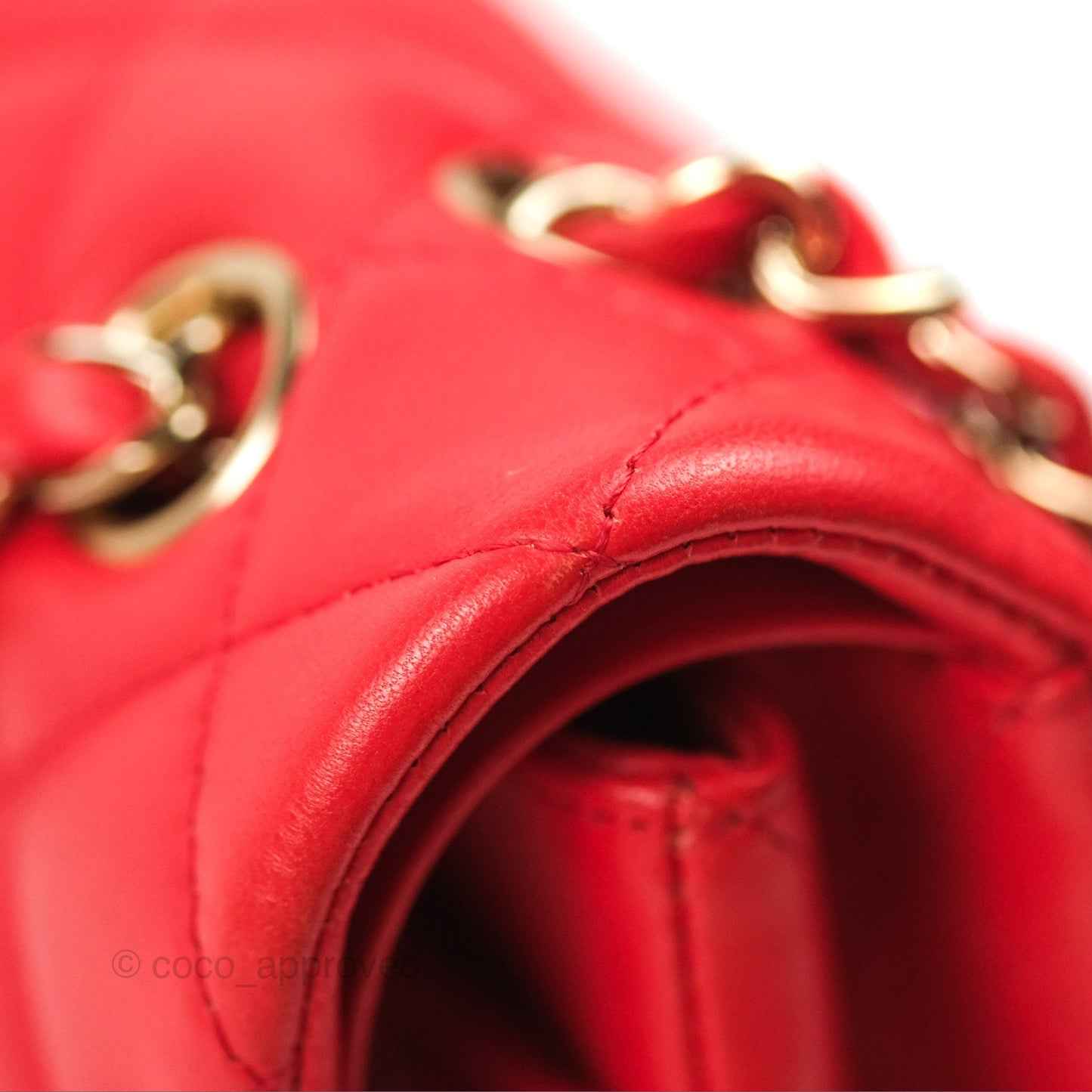 Chanel Classic M/L Medium Flap Quilted Red Lambskin Gold Hardware