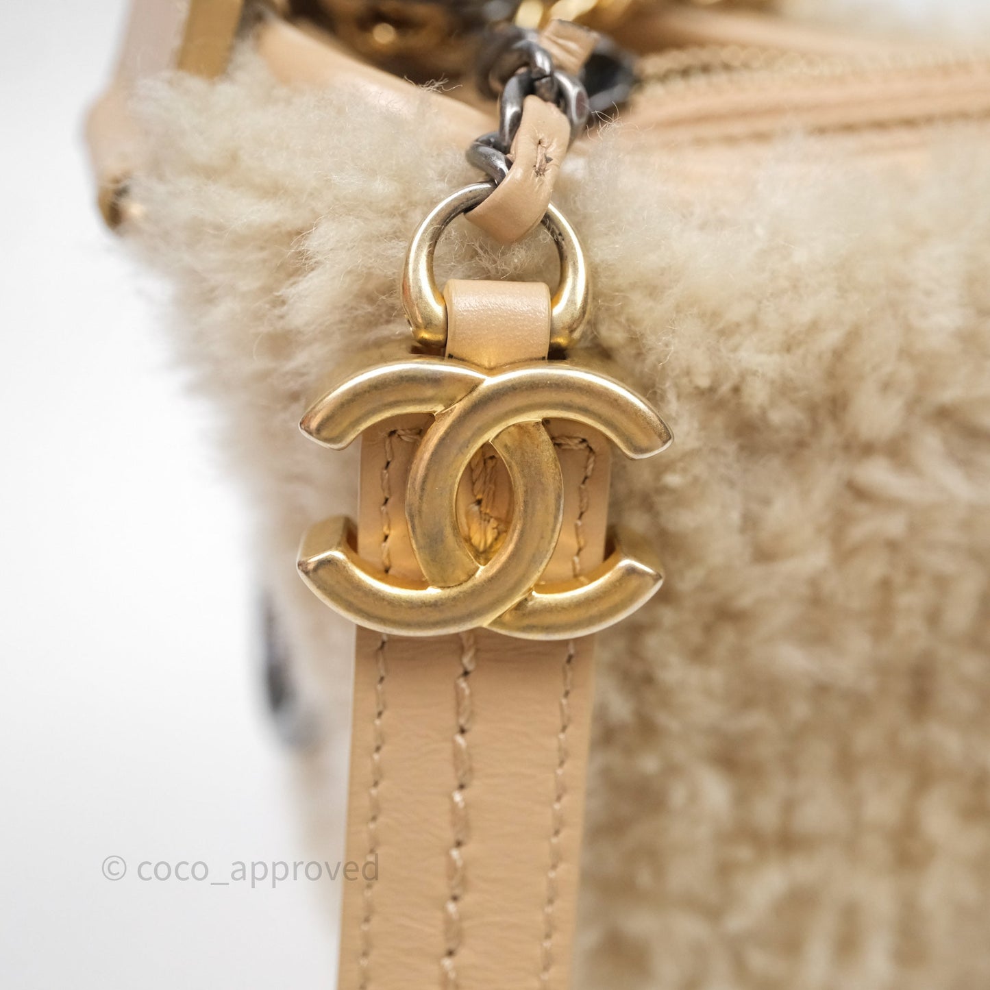 Chanel Small Gabrielle Hobo Shearling Beige Mixed Hardware