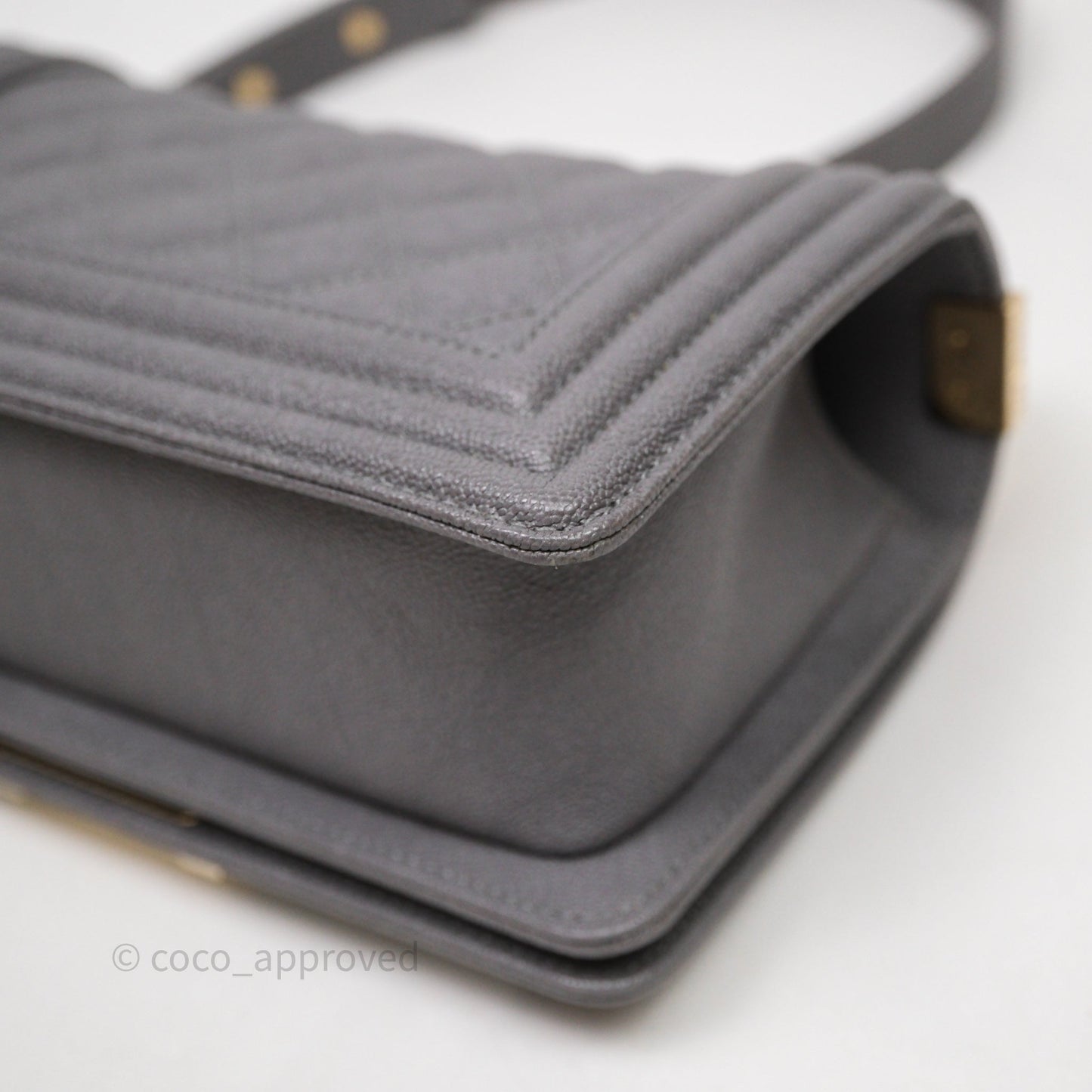 Chanel Small Boy Dark Grey Caviar Gold Hardware