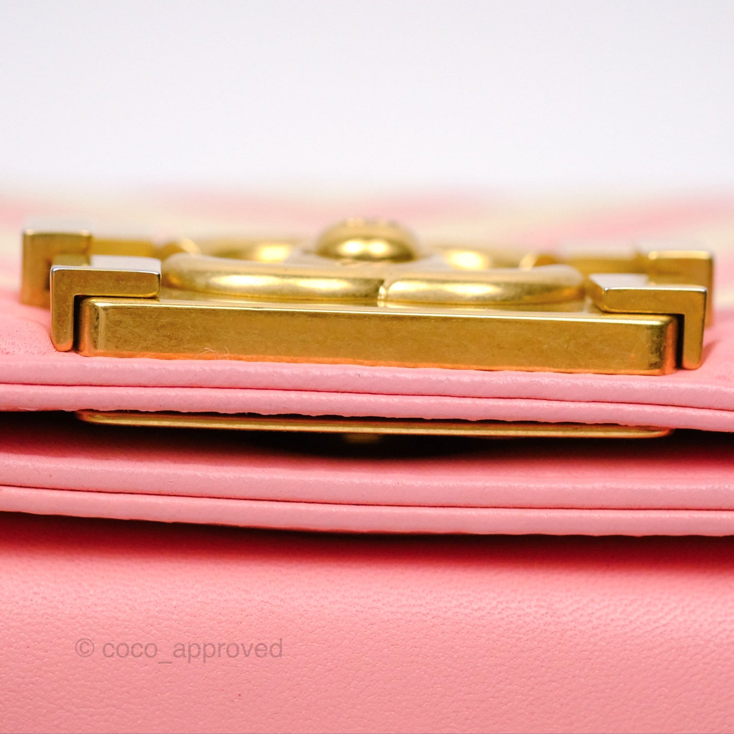 Chanel Small Boy Chevron Fabric Braided Pink Aged Gold Hardware