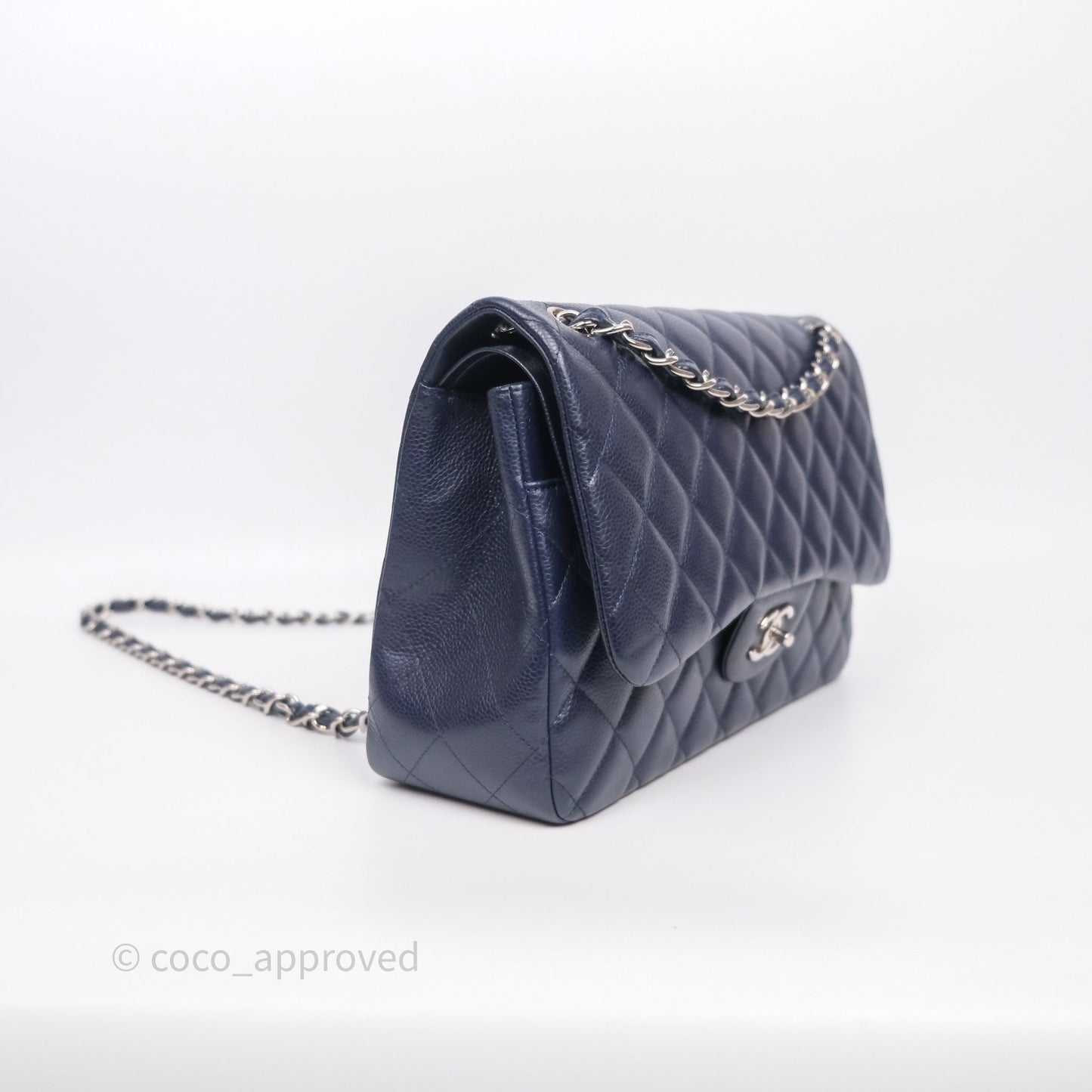 Chanel Jumbo Double Flap Navy Caviar Silver Hardware⁣⁣
