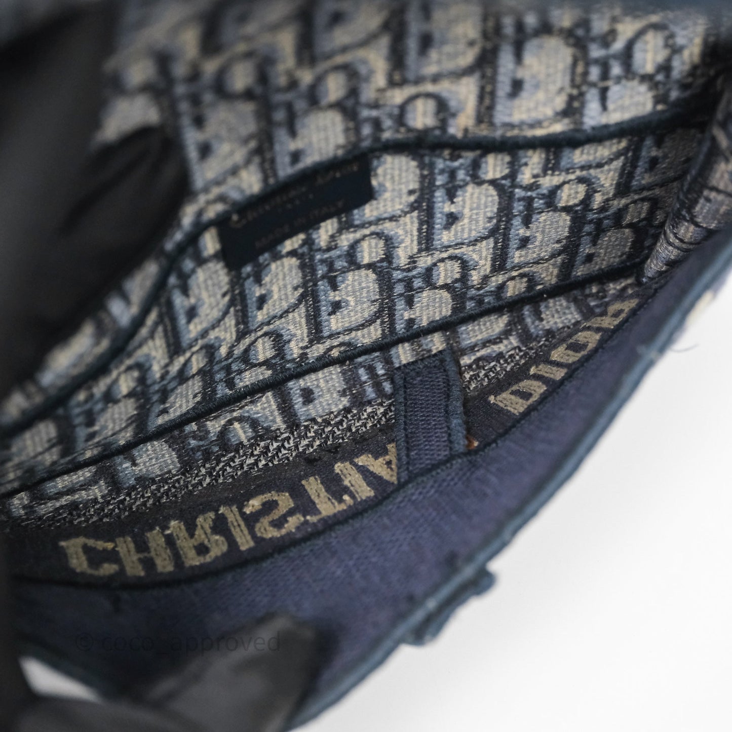 Christian Dior Navy Oblique Slim Saddle Pouch