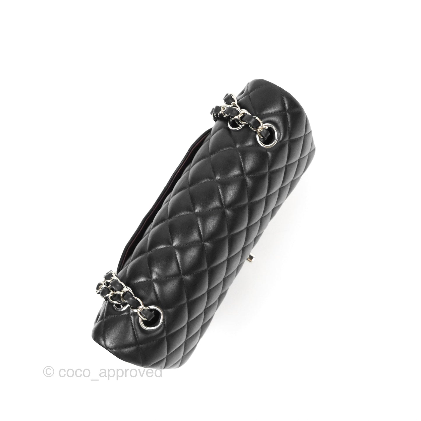 Chanel Classic M/L Medium Flap Quilted Black Lambskin Silver Hardware
