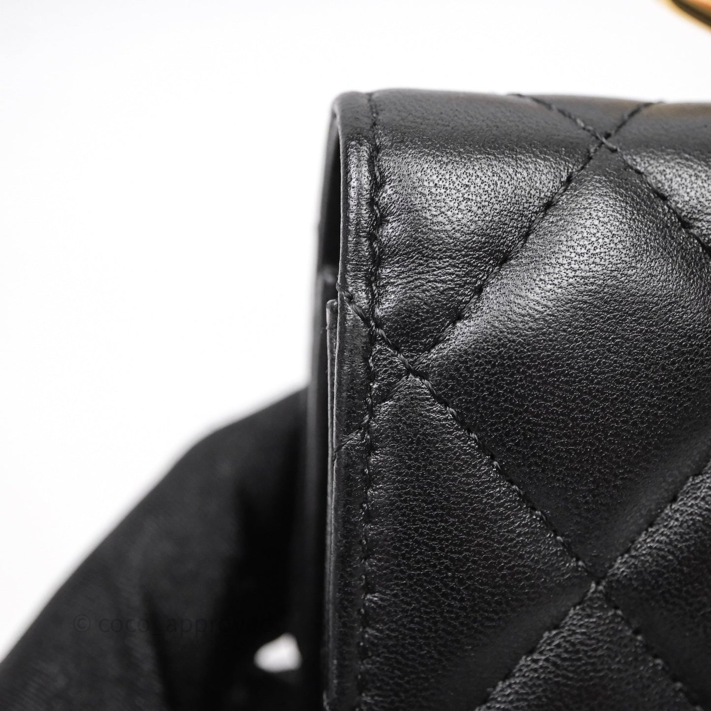 Chanel Jewel Hook Card Holder Black Lambskin Aged Gold Hardware