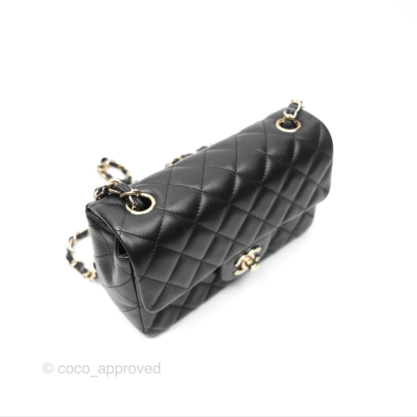 Chanel Mini Rectangular Quilted Black Lambskin Gold Hardware