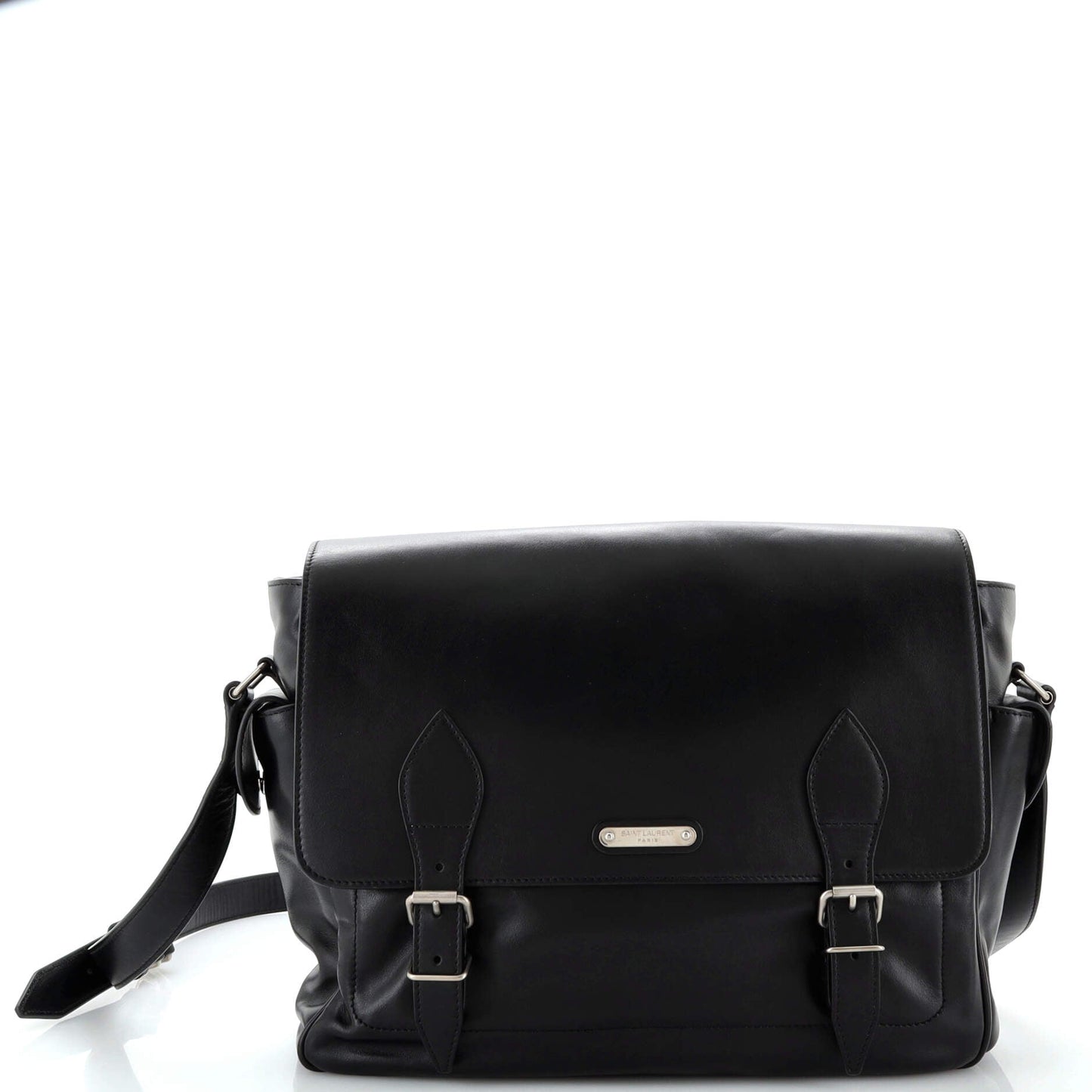 Luxury Saint Laurent ID Flap Messenger Bag Leather Medium