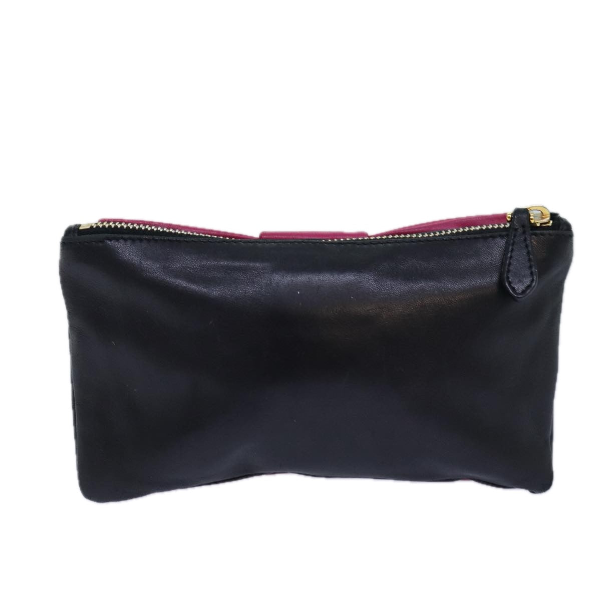 Luxury Prada Pouch Leather Black Pink gold  85225