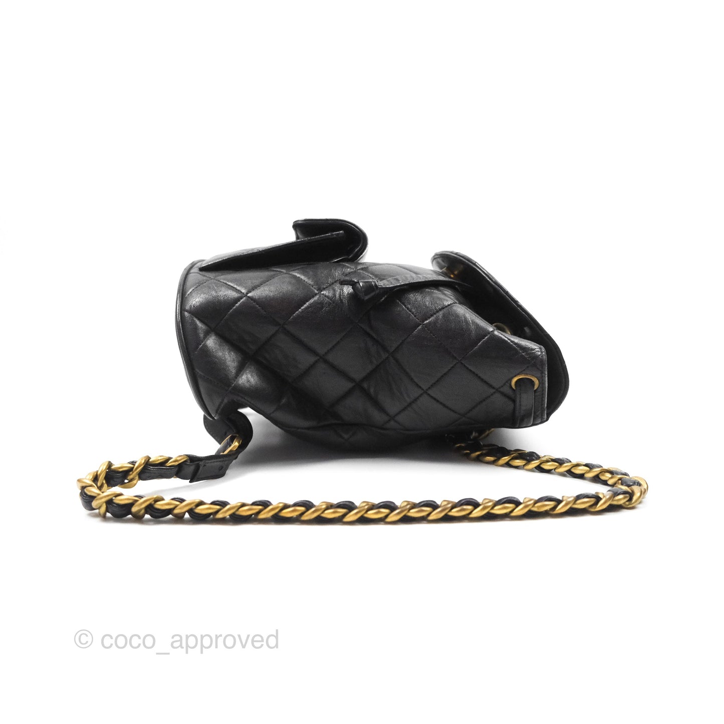 Chanel Vintage CC Duma Backpack Black Lambskin 24K Gold Hardware