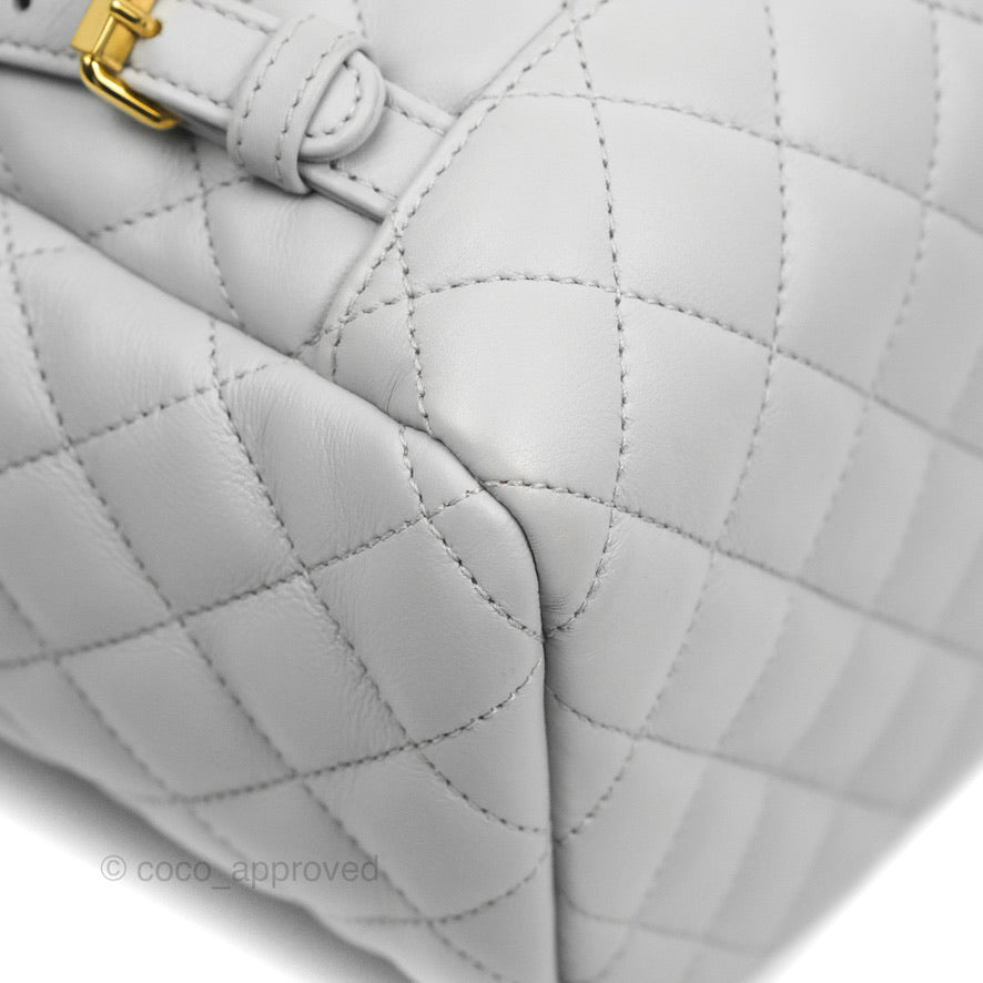 Chanel Large Quilted Urban Spirit Backpack Grey Gold Hardware