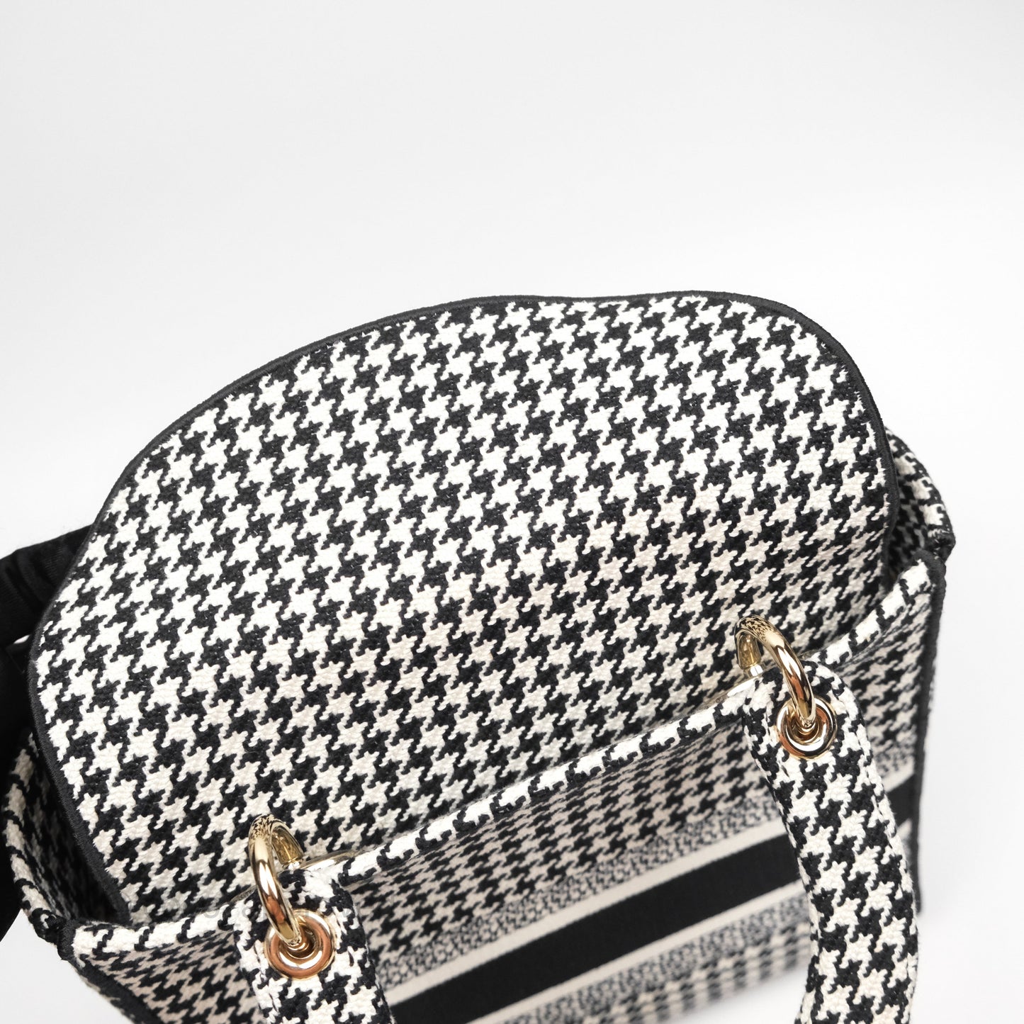Christian Dior Medium Lady D-Lite Bag Black White Houndstooth