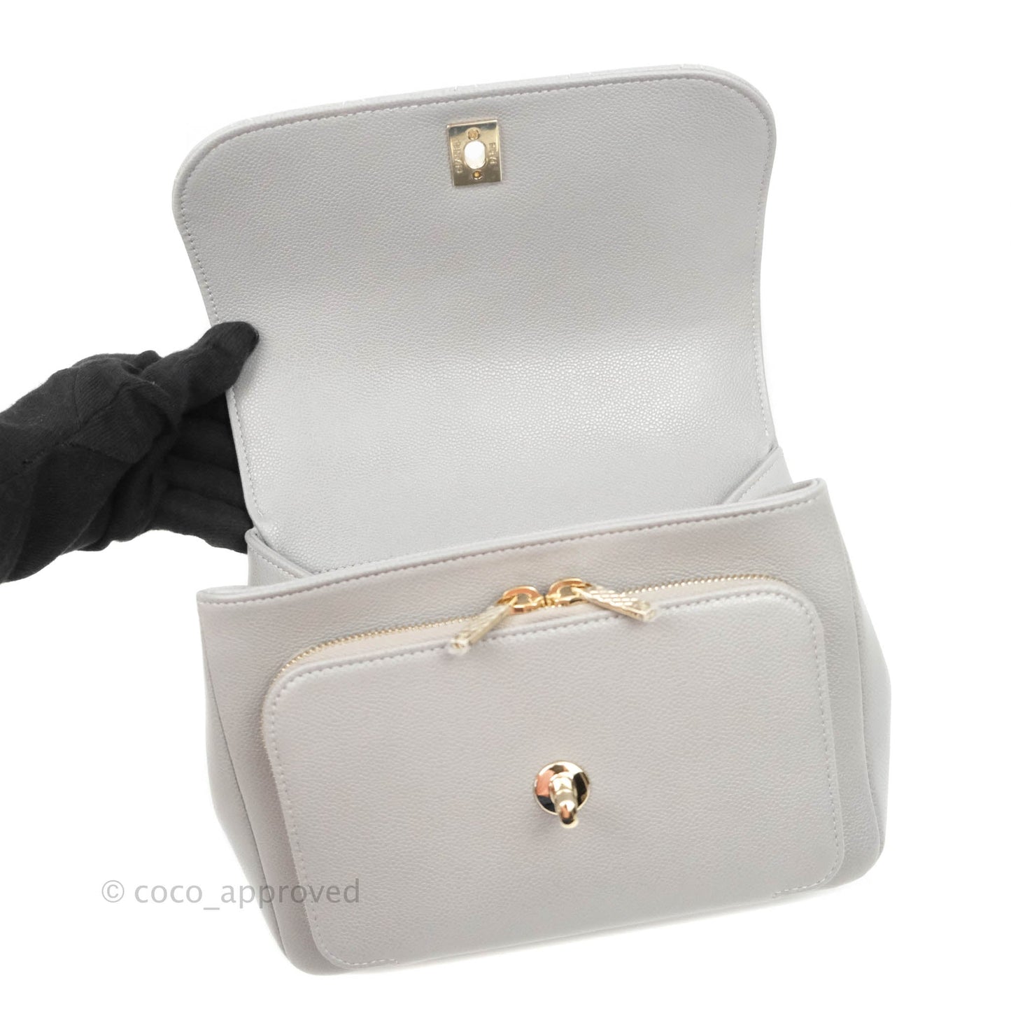 Chanel Quilted Medium Business Affinity Flap Grey Caviar Gold Hardware