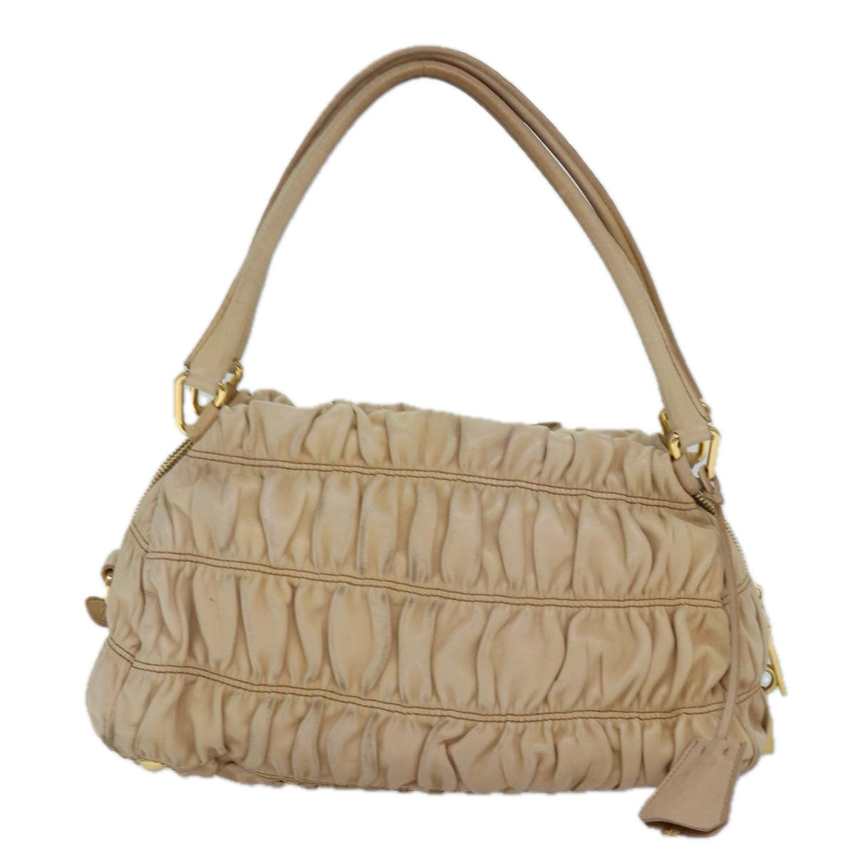Luxury Prada Hand Bag Nylon Beige Gold  85286