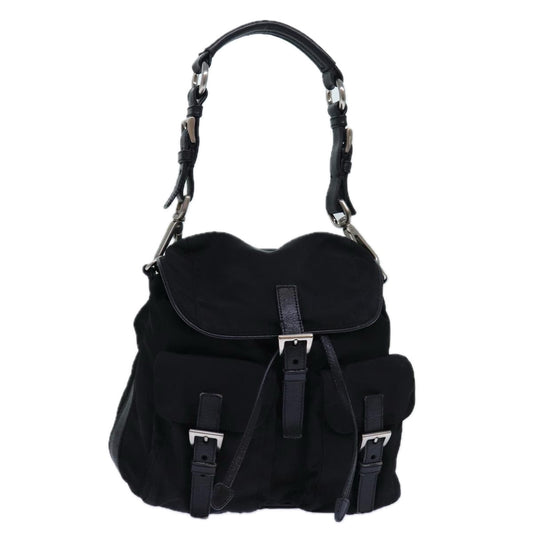 Luxury Prada Backpack Nylon Black Silver  85289