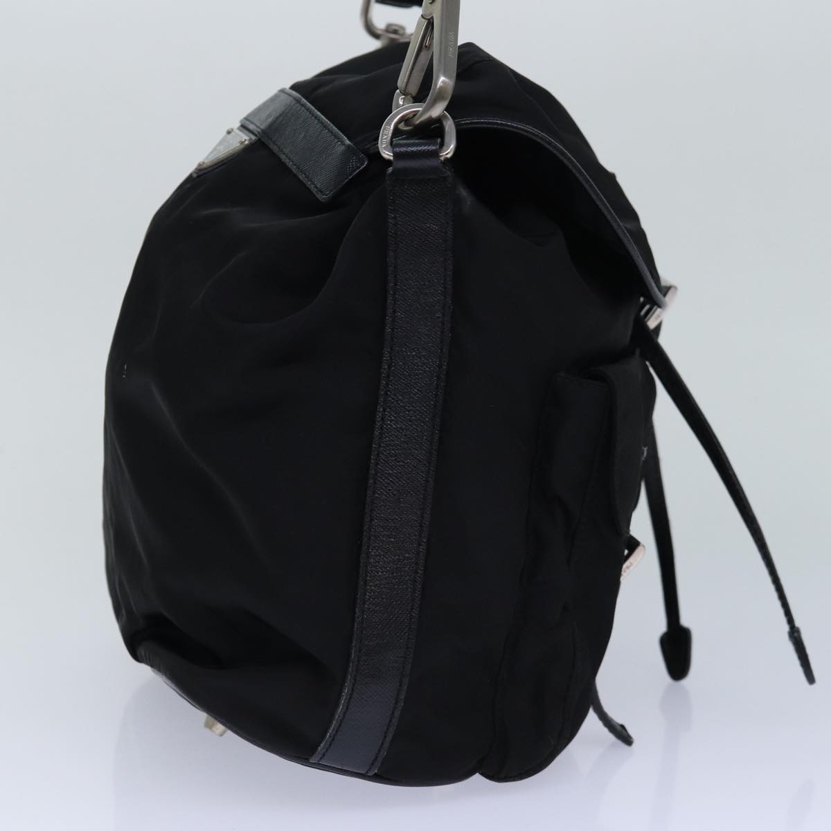 Luxury Prada Backpack Nylon Black Silver  85289