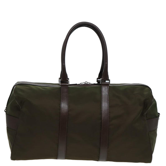 Luxury Prada Boston Bag Nylon Khaki Silver  85295