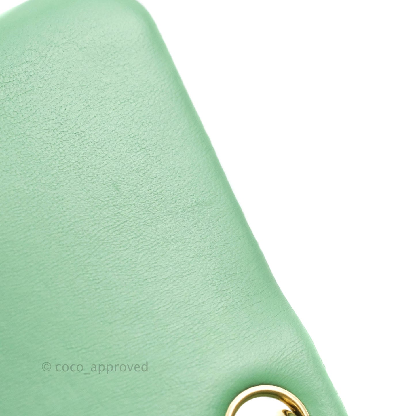 Chanel Quilted Mini Square Green Lambskin Gold Hardware