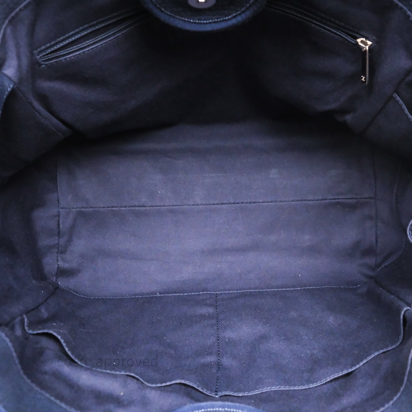 Chanel Large Deauville Navy Canvas Silver Hardware