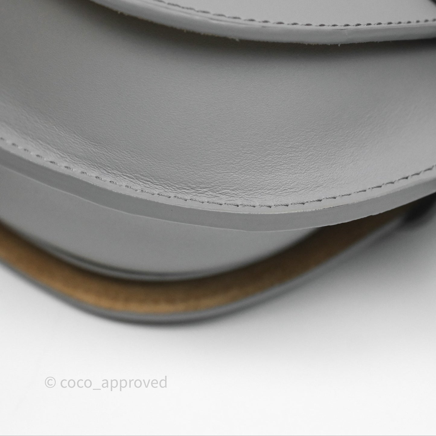 Loewe Mini Gate Dual Bag in Soft Calfskin & Jacquard Strap Light Grey
