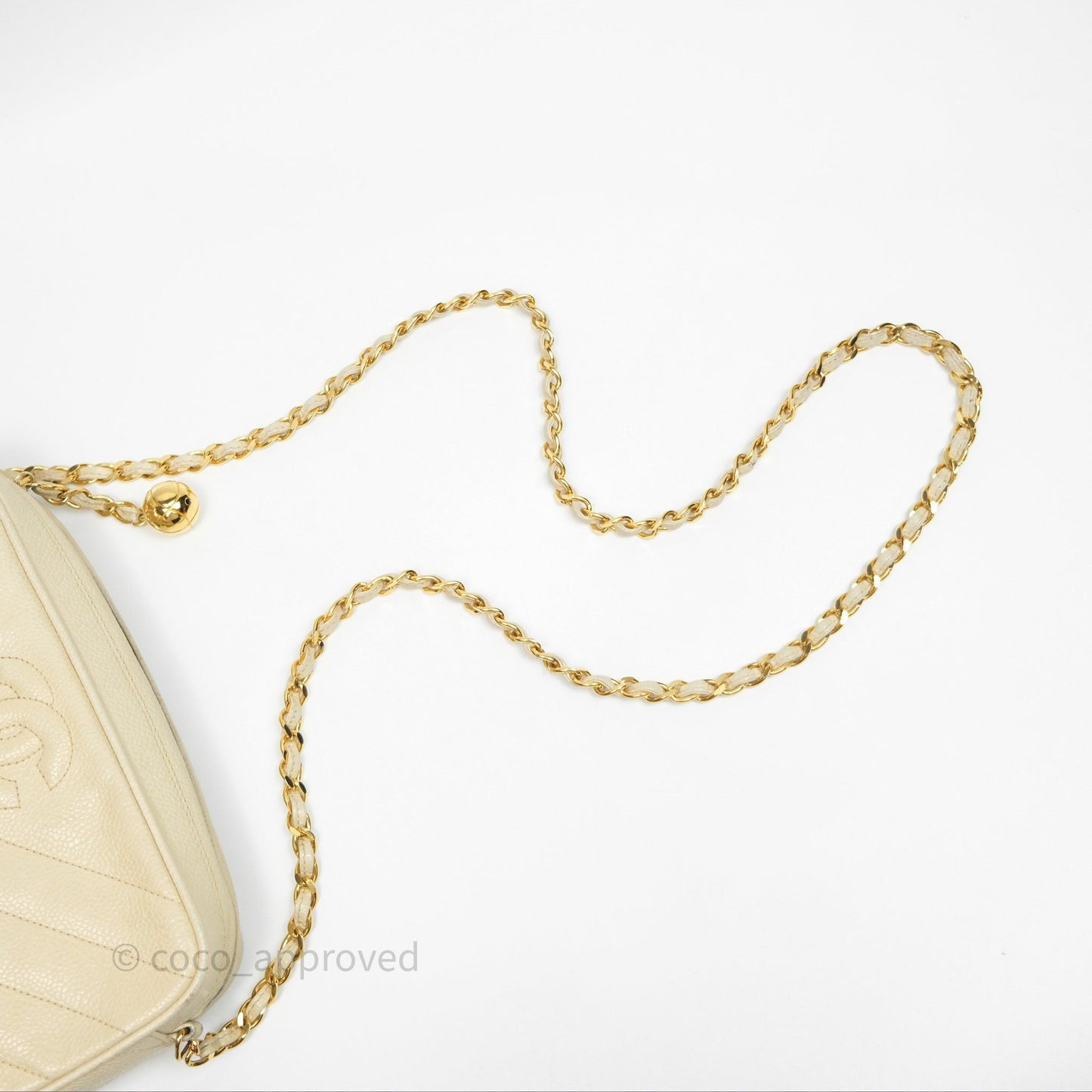 Chanel Vintage Chevron Camera Bag Light Beige Caviar Gold Hardware