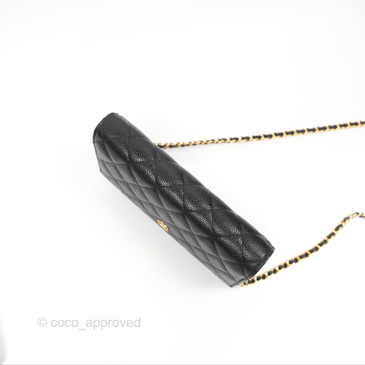 Chanel Classic Wallet On Chain WOC Quilted Black Caviar Gold Hardware