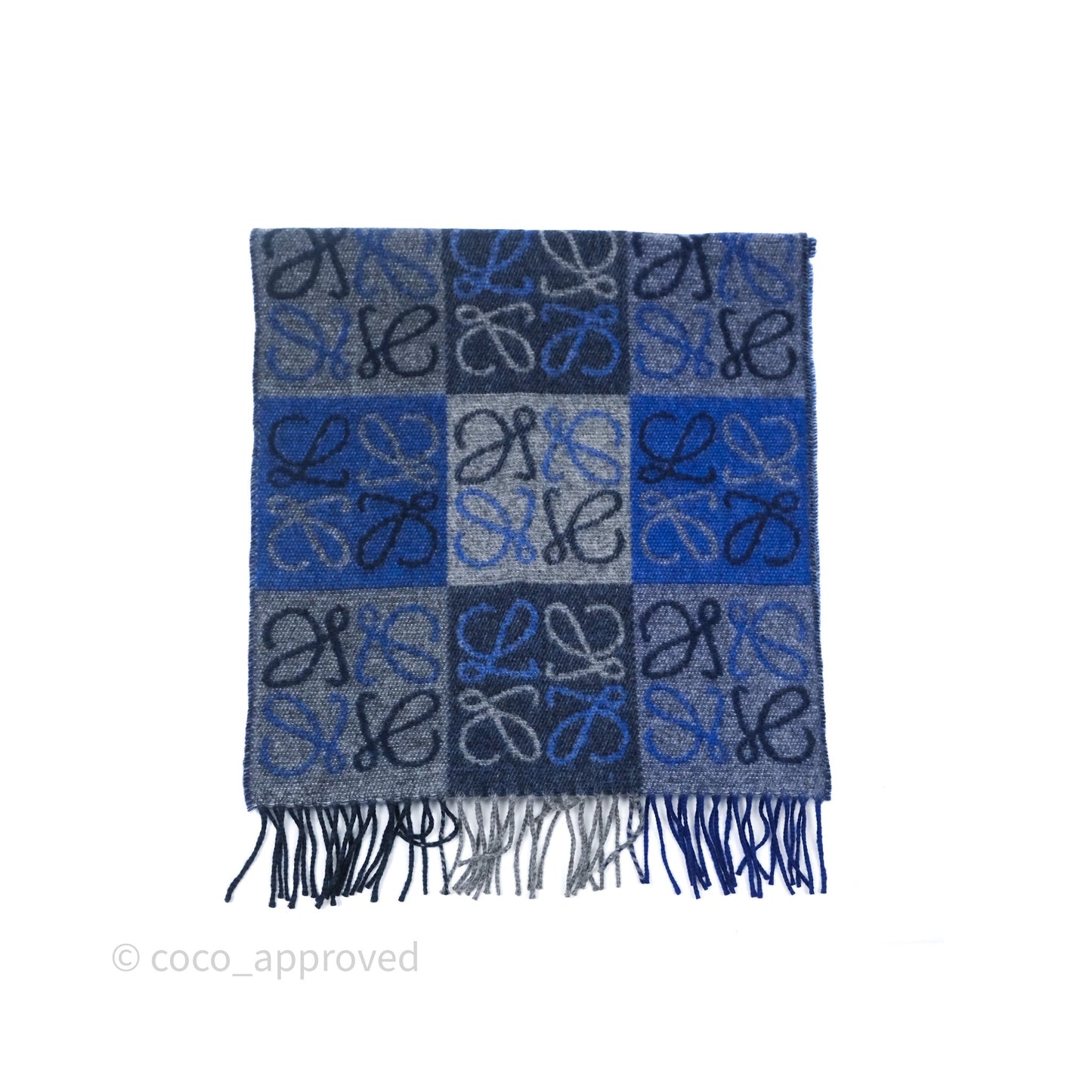 Loewe Anagram Wool Cashmere Scarf Blue/Grey