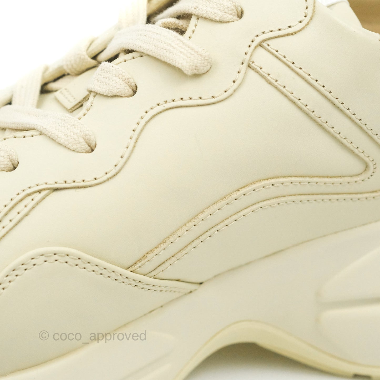 Gucci Ivory Toddler Rhyton KAI Bear Logo Leather Sneaker