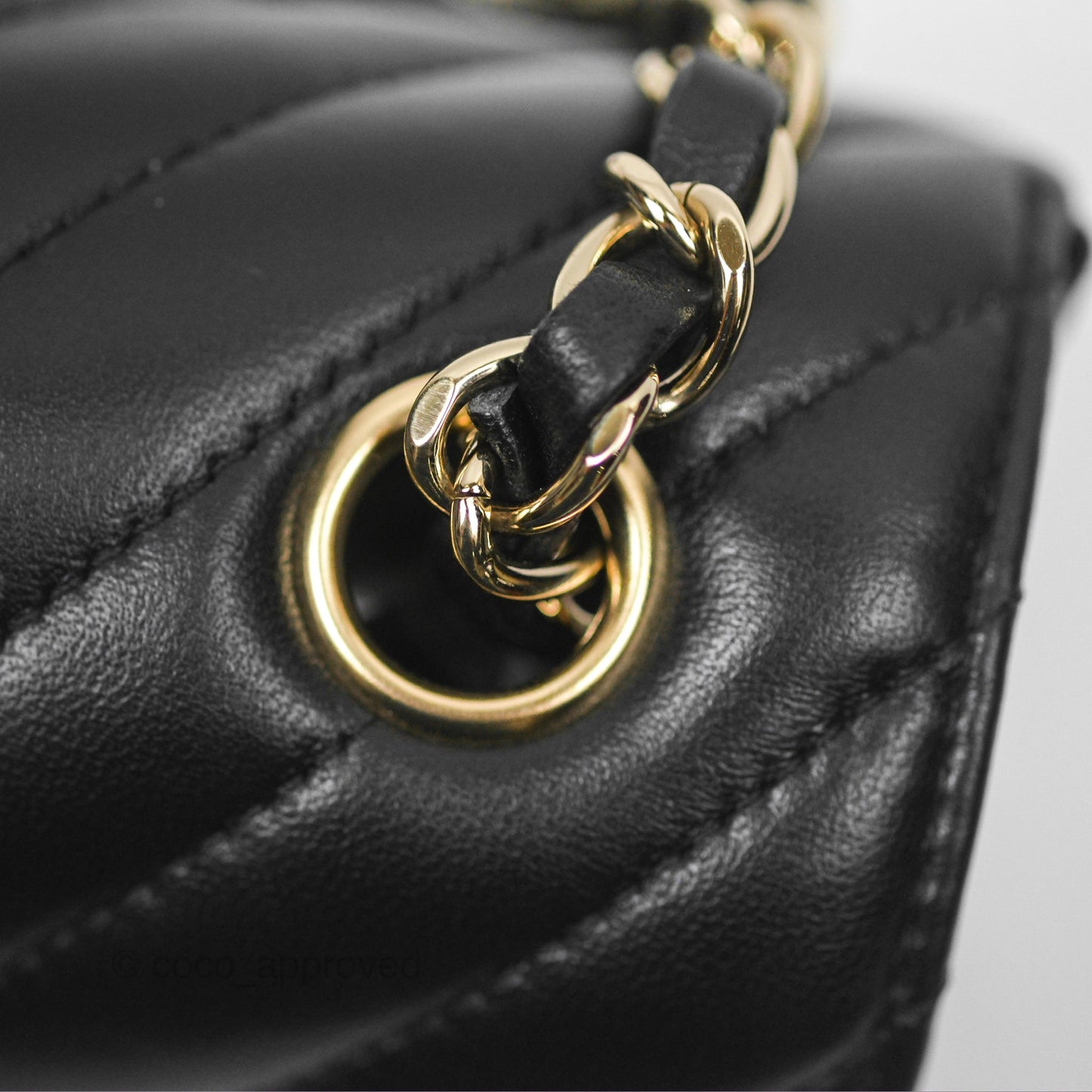 Chanel Chevron Mini Rectangular Flap Black Lambskin Gold Hardware