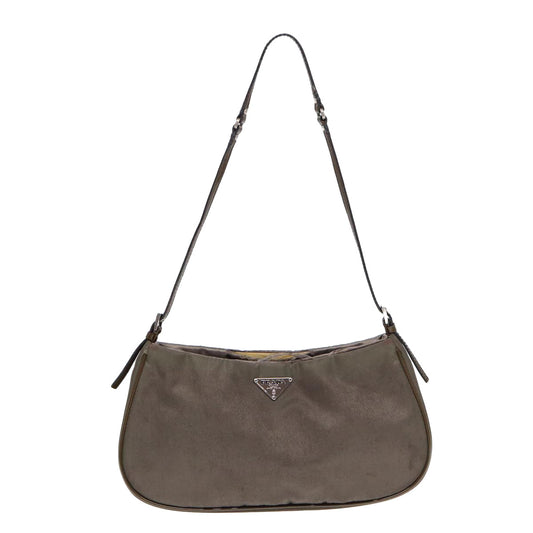 Luxury Prada Accessory Pouch Nylon Khaki Silver  85342