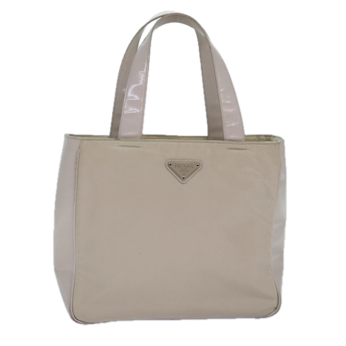 Luxury Prada Tote Bag Enamel nylon Silver White  85365