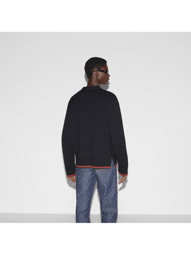 Luxury Gucci Trending 2025 Wool Cashmere Rib Knit Cardigan Black