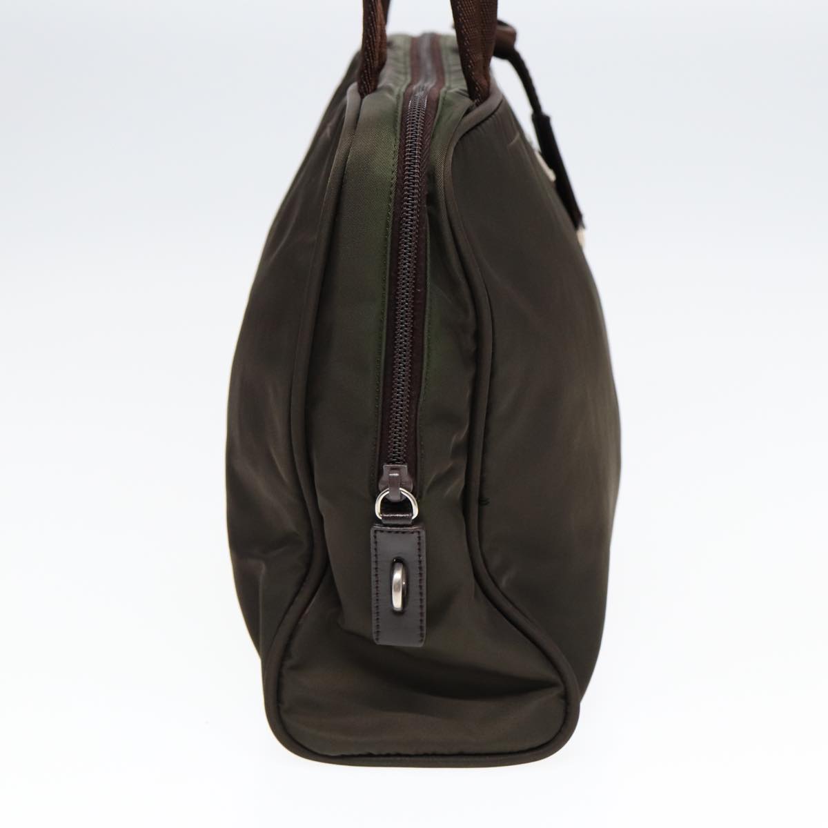 Luxury Prada Tote Bag Nylon Khaki Silver  85398