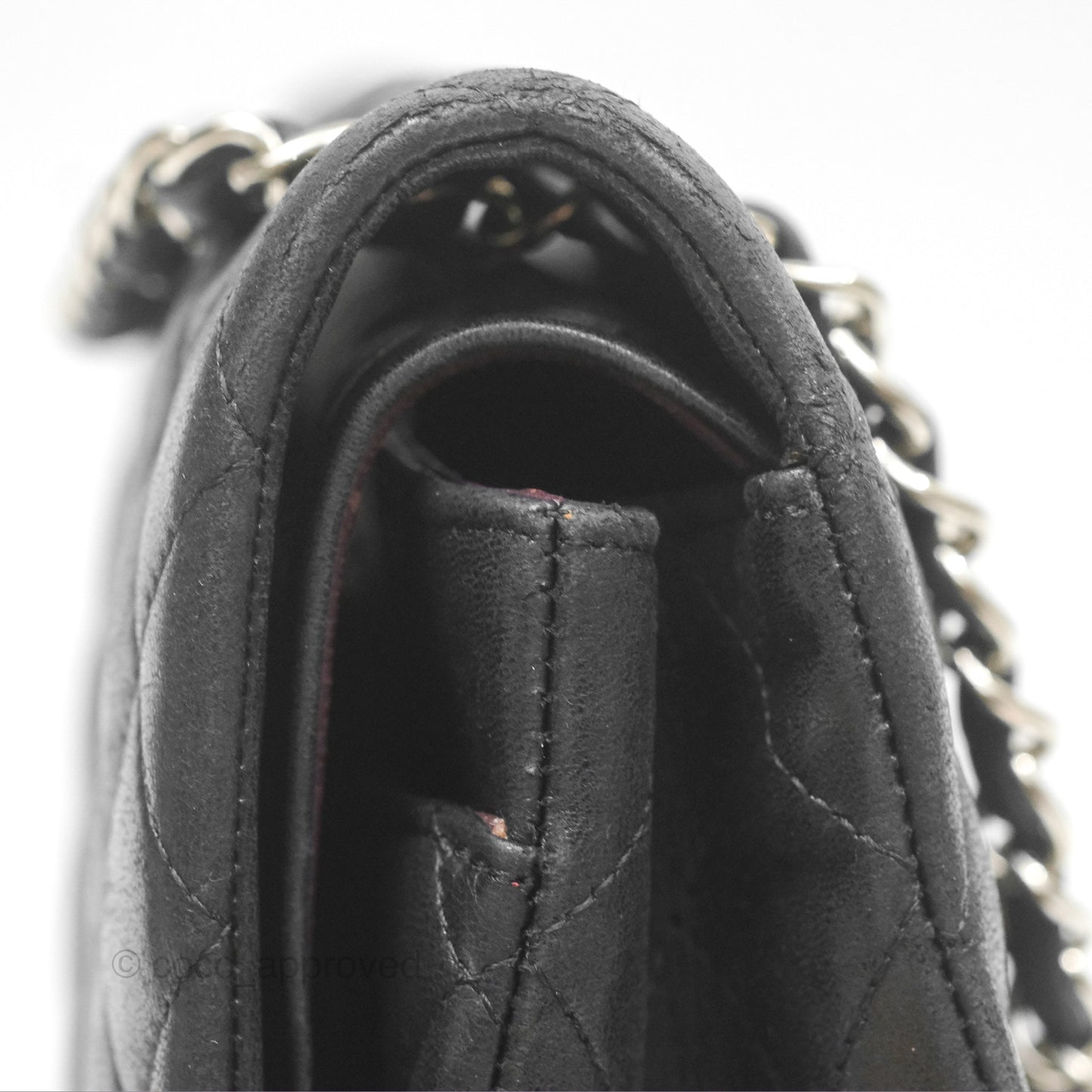Chanel Classic M/L Medium Flap Quilted Black Lambskin Silver Hardware