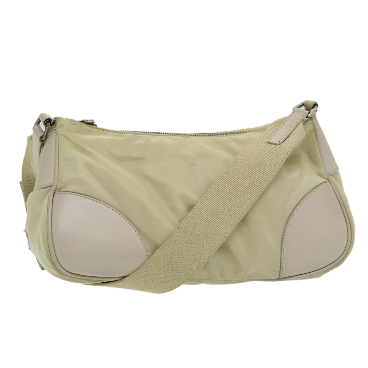 Luxury Prada Shoulder Bag Nylon White Silver  85399