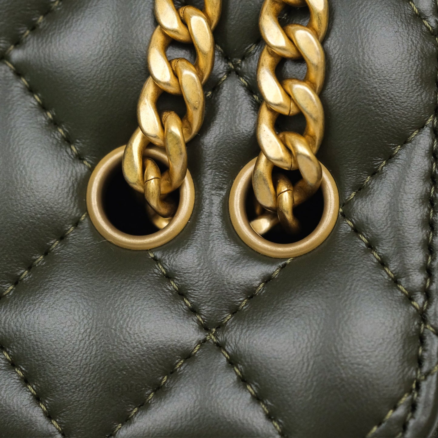 Chanel All Slide Vanity with Adjustable Chain Dark Olive Green Lambskin Aged Gold Hardware