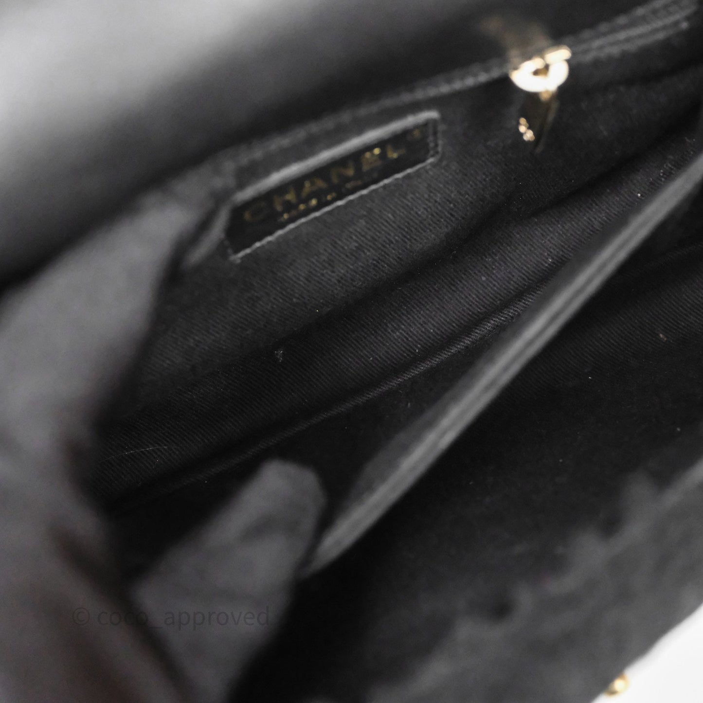 Chanel Small Coco Handle Shearling Black Gold Hardware